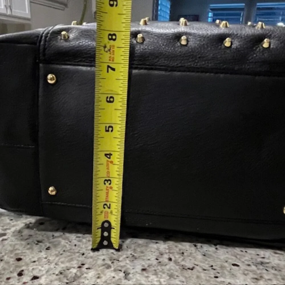 Vintage Ralph Lauren Black Pebbled Leather Gold Studded Stachel Bag - Picture 11 of 16